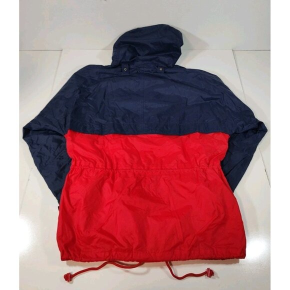 Helly Hansen Hooded Packable Rain Jacket Mens L Vented Full Zip Red Blue Vintage - Picture 2 of 10
